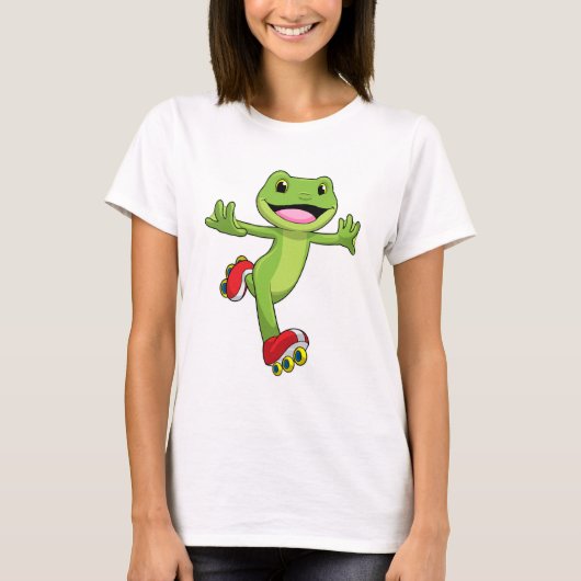 T-shirt Grenouille en Patinage en ligne avec Roller skates (Devant)