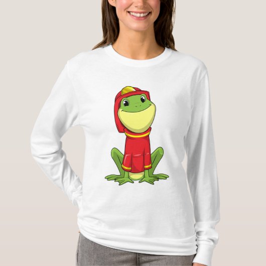 T-shirt Grenouille en pompier avec casque (Devant)