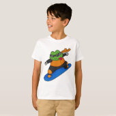 T-shirt Grenouille en snowobarder avec snowboard (Devant entier)