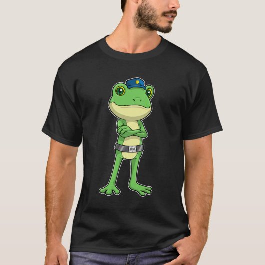 T-shirt Grenouille en tant qu'agent de police avec casquet (Devant)