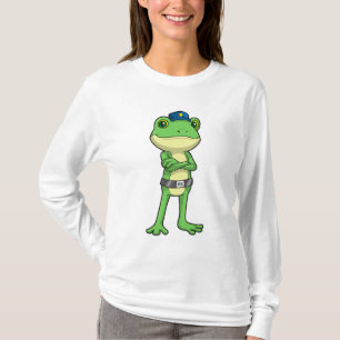T-shirt Grenouille en tant qu'agent de police avec casquet