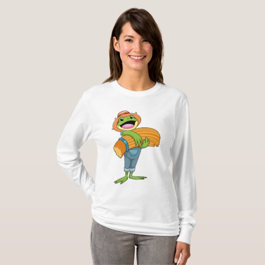 T-shirt Grenouille en tant que fermier avec paille (Devant entier)