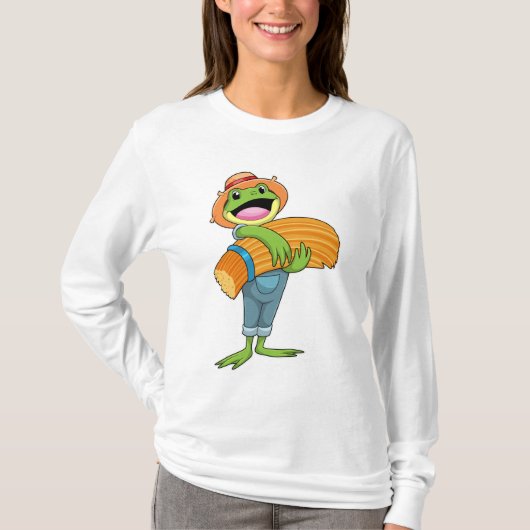T-shirt Grenouille en tant que fermier avec paille (Devant)