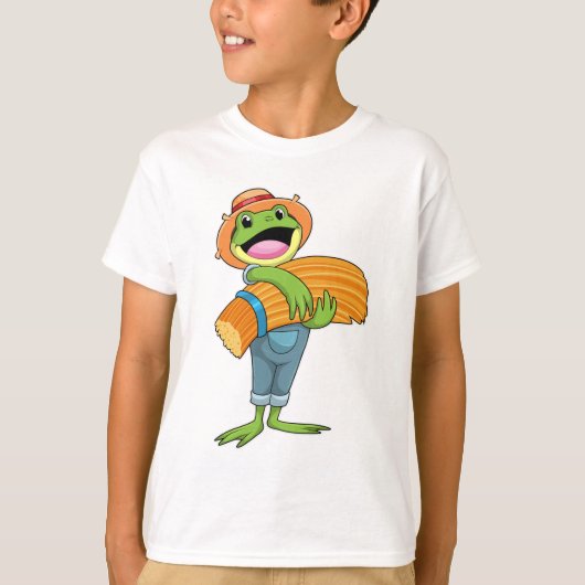 T-shirt Grenouille en tant que fermier avec paille (Devant)