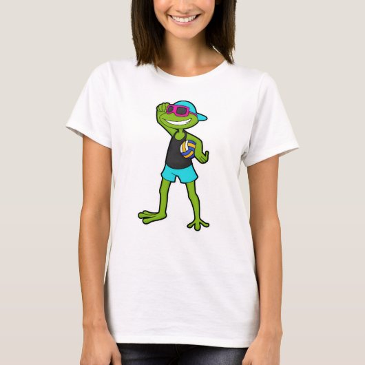 T-shirt Grenouille en tant que joueur de volleyball avec v (Devant)