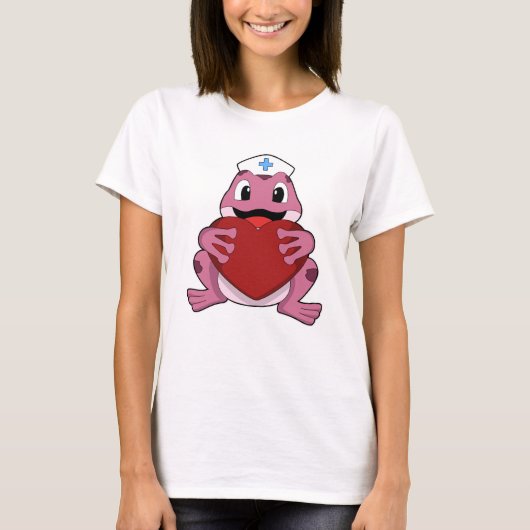T-shirt Grenouille en tant qu'infirmière avec coeur (Devant)