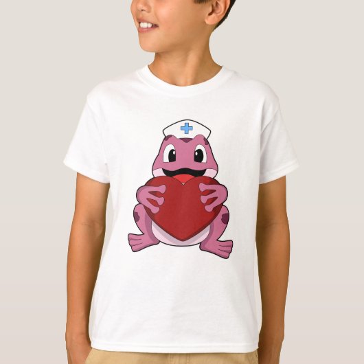 T-shirt Grenouille en tant qu'infirmière avec coeur (Devant)