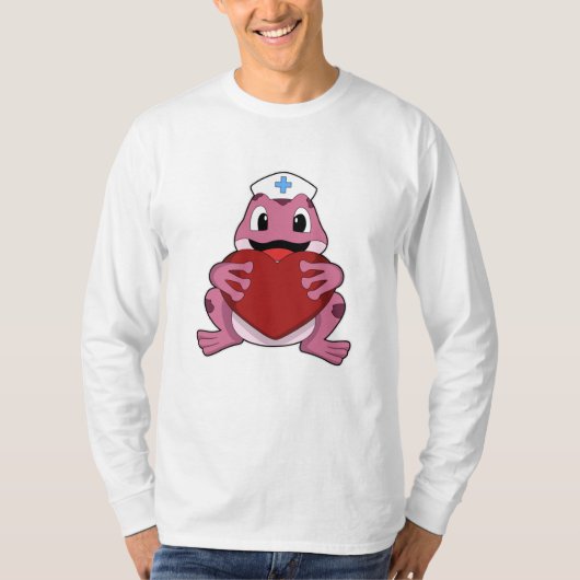 T-shirt Grenouille en tant qu'infirmière avec coeur (Devant)