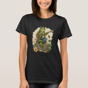 T-shirt Grenouille Jouer Guitare Jouer Banjo Sur Log Cotta
