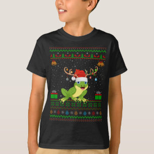 T-shirt Grenouille Lover Reindeer Santa Hat Correspondant 