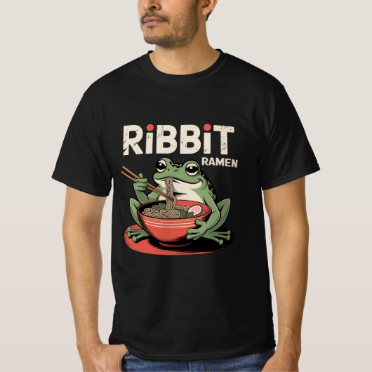 T-shirt Grenouille manger Ramen drôle Ribbit Ramen (Devant)
