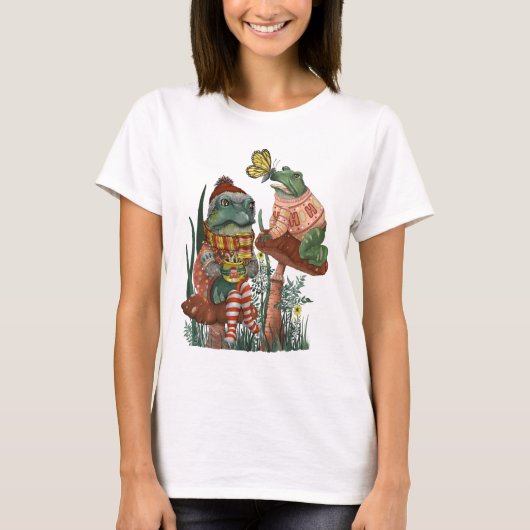 T-shirt Grenouille mignonne et crapaud sur champignon T-sh (Devant)