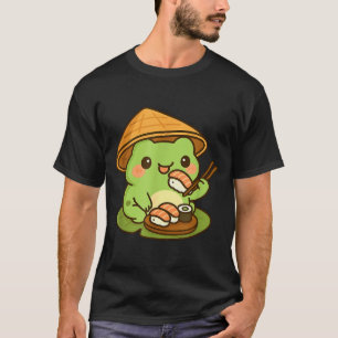 T-shirt Grenouille Mignonne Mangeant des Sushi Anime Cadea