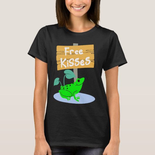 T-shirt Grenouille Mignonne Offrant des Bisous Gratuits (Devant)