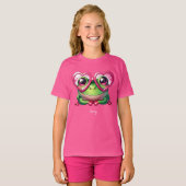 T-shirt Grenouille mignonne portant des lunettes cardiaque (Devant entier)