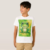T-shirt Grenouille mignonne verte (Devant entier)