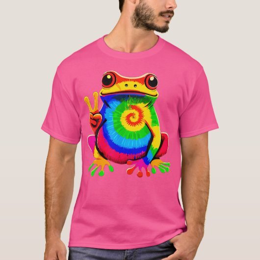 T-shirt Grenouille Paix Hippie Cravate-Dye Grenouille (Devant)