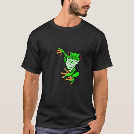 T-shirt grenouille petite mini poche vert mignon toxique P (Devant)