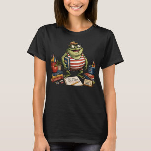 T-shirt Grenouille PNG de rentrée scolaire, décoration de