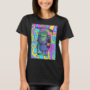T-shirt Grenouille Psychédélique Avec Lanterne Voyageant L