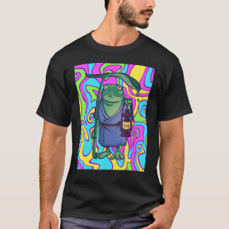 T-shirt Grenouille Psychédélique Avec Lanterne Voyageant L