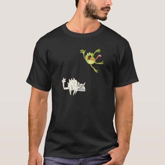 T-shirt grenouille sautant au-dessus du chat (Devant)