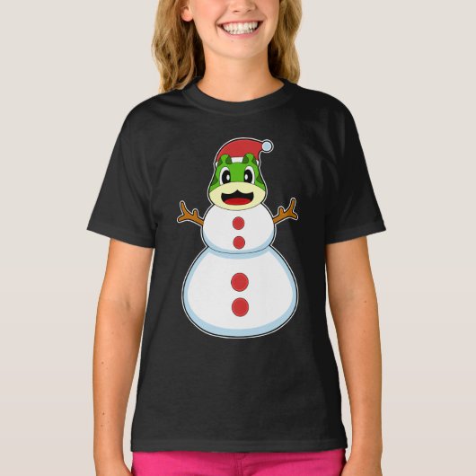 T-shirt Grenouille Snowman de Noël (Devant)