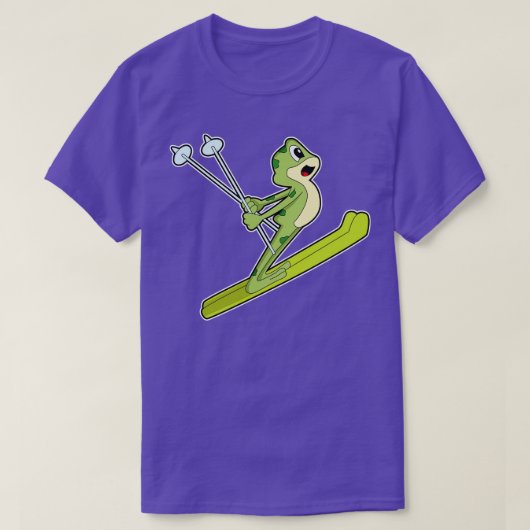 T-shirt Grenouille Sous Forme De Saut À Ski Avec Ski (Design devant)