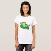 T-shirt Grenouille sur la feuille avec lunettes de soleil (Devant entier)