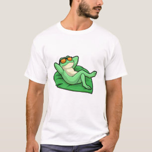 T-shirt Grenouille sur la feuille avec lunettes de soleil