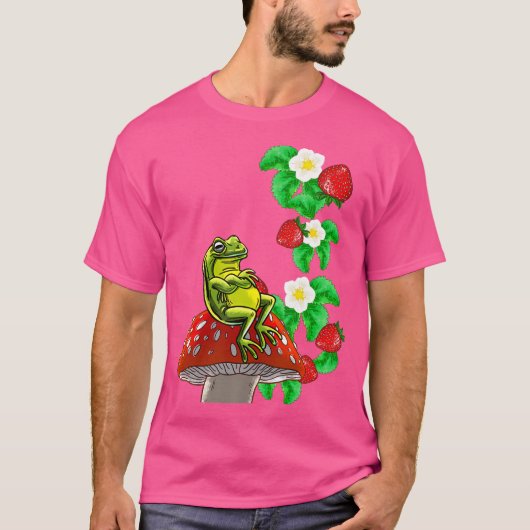 T-shirt Grenouille sur les fraises des champignons Mignonn (Devant)