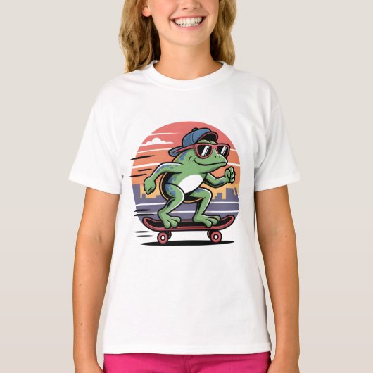T-shirt Grenouille sur skateboard (Devant)