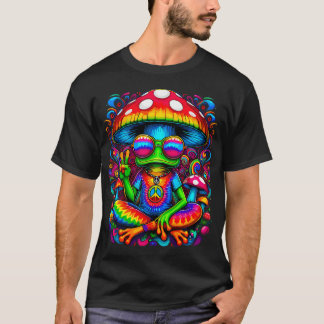 T-shirt Grenouille Tie-Dye Hippie Avec Signe De Paix Champ