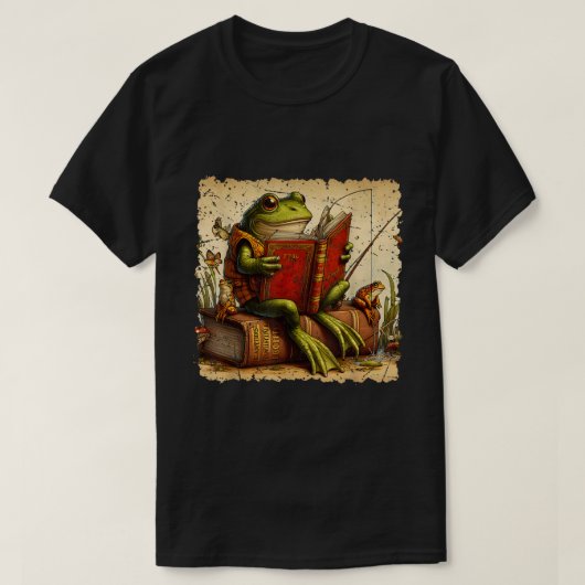 T-shirt Grenouille Toad Fishing Livre classique Frog Readi (Design devant)