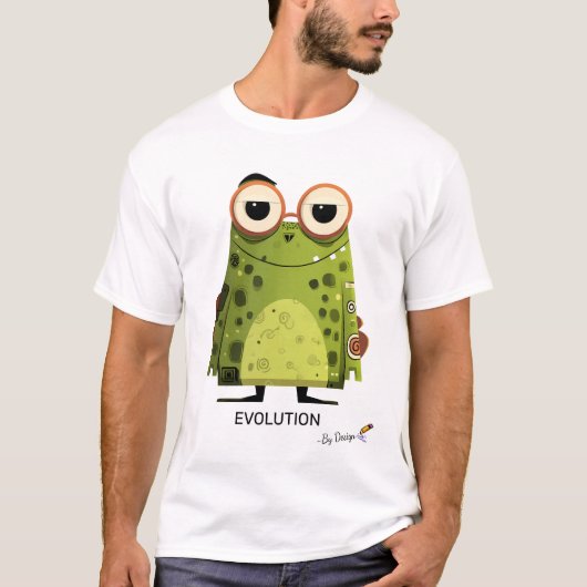 T-shirt Grenouille verte avec des lunettes | ÉVOLUTION - P (Devant)