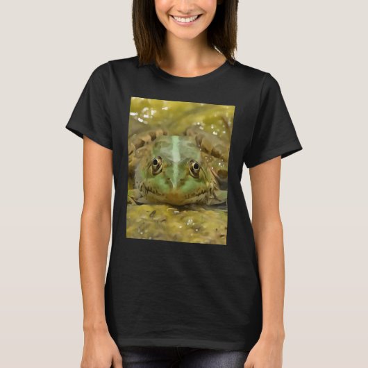 T-shirt Grenouille verte Camouflée contre lit Patiné River (Devant)