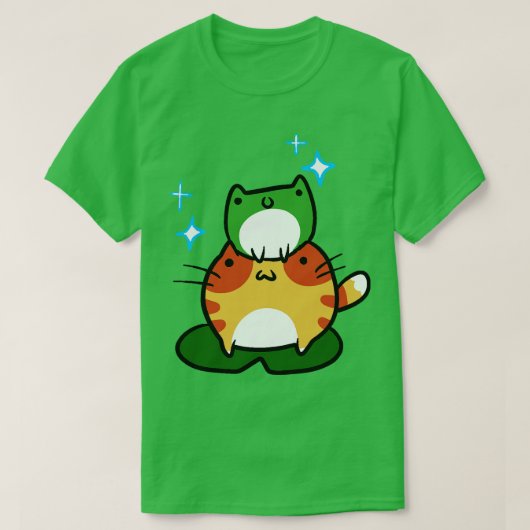 T-shirt Grenouille verte et grenouille à soupe orange (Design devant)