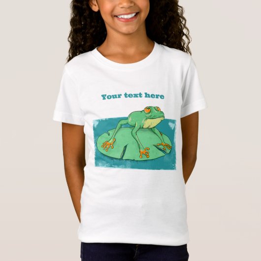 T-Shirt Grenouille verte mignonne sur un tapis de nénuphar (Devant)
