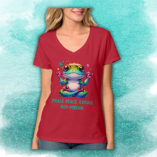 T-shirt Grenouille verte moderne Inhale Exhale