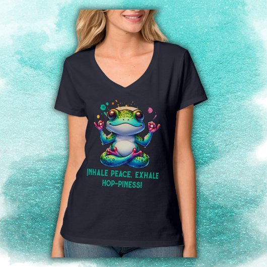T-shirt Grenouille verte moderne Inhale Exhale |