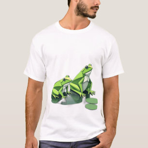 T-shirt Grenouilles Origami de style géométrique