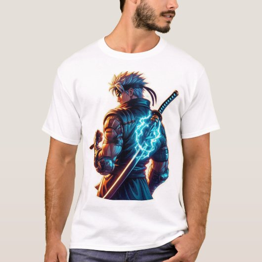 T-shirt Grève D'Abord. Brûle plus fort." Cyberpunk Anime F (Devant)
