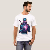 T-shirt Grève D'Abord. Brûle plus fort." Cyberpunk Anime F (Devant entier)
