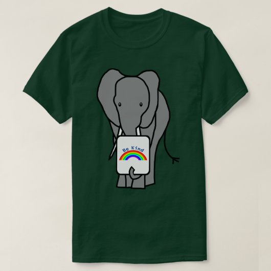 T-shirt Grey Elephant dit Be Kind with Rainbow (Design devant)