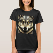 T-shirt Grey Wolf In Geometric Style (Devant)