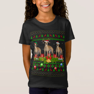 T-Shirt Greyhound Chien Xmas Éclairage Père Noël Greyhound