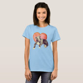 T-shirt Greyhound Coeur rose Et Chiot (Devant entier)