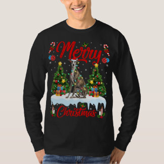 T-shirt Greyhound Dog Lights Xmas Tree Père Noël Greyhound
