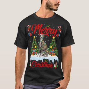T-shirt Greyhound Dog Lights Xmas Tree Père Noël Greyhound