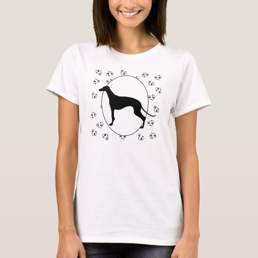 T-shirt Greyhound Hearts and Pawprints (Devant)